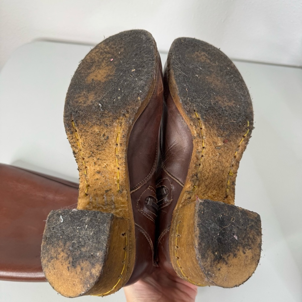 Vintage Y2K Brown Leather Shearling Lined Lug Sole‎ Boots Size 7.5 - Picture 5 of 6